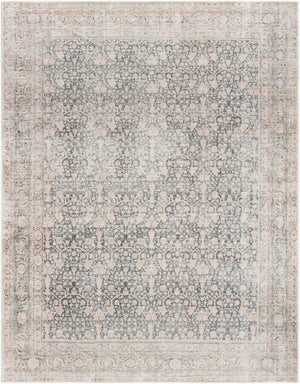 Livabliss Amelie Flatweave Polyester Rug Turkish Woven Traditional Pattern for Entryways Bath Black, Blush 7'10" x 10'2" AML2387-710102