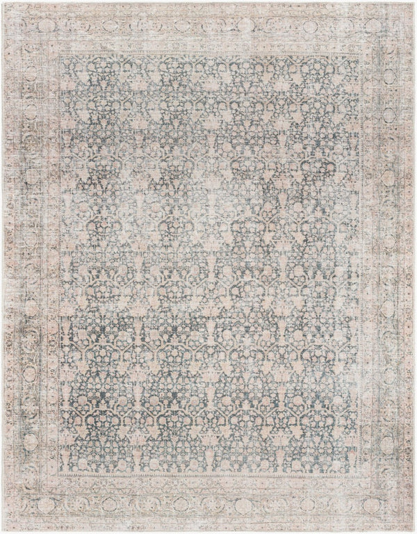 Livabliss Amelie Flatweave Polyester Rug Turkish Woven Traditional Pattern for Entryways Bath Black, Blush 7'10" x 10'2" AML2387-710102