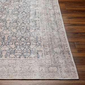 Livabliss Amelie Flatweave Polyester Rug Turkish Woven Traditional Pattern for Entryways Bath Black, Blush 5'3" x 7'3" AML2387-5373