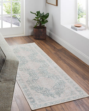 Livabliss Amelie Flatweave Polyester Rug Woven in Turkey for Entryways and High Traffic Spaces Medium Green, C 2'7" x 7'10" AML2393-27710