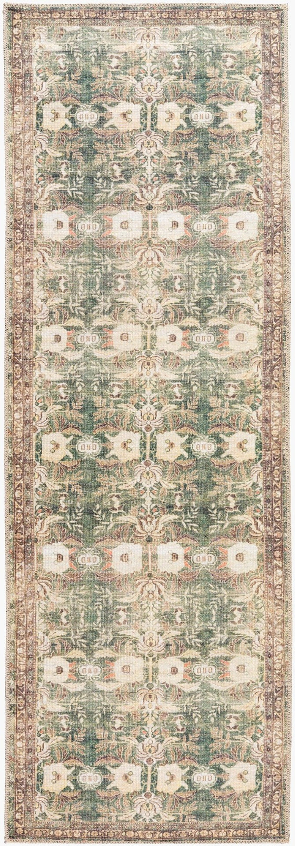 Livabliss Amelie Flatweave Polyester Accent Rug Turkish Woven Low Profile for Entryway or Bath Olive, Medium G 2'7" x 7'10" AML2396-27710