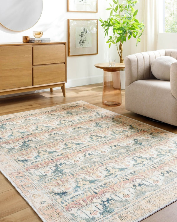 Livabliss Amelie Flatweave Polyester Area Rug Turkish Machine Woven for Entryways and Bathrooms Medium Green, G 6'7" x 9' AML2397-679