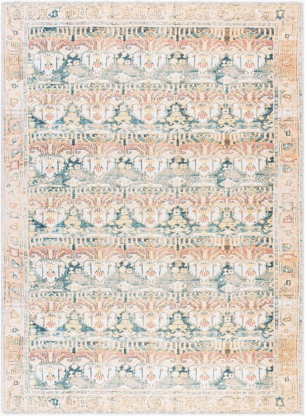 Livabliss Amelie Flatweave Polyester Area Rug Turkish Machine Woven for Entryways and Bathrooms Medium Green, G 6'7" x 9' AML2397-679