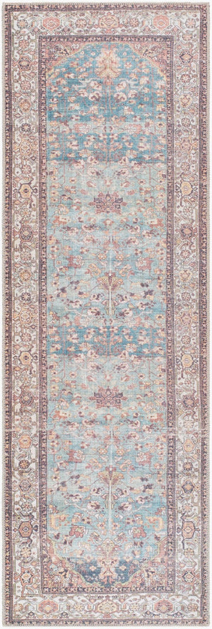 Livabliss Amelie Flatweave Polyester Accent Rug Turkish Woven Low Profile for Entryway or Bath Pale Blue, Teal 2'7" x 7'10" AML2399-27710