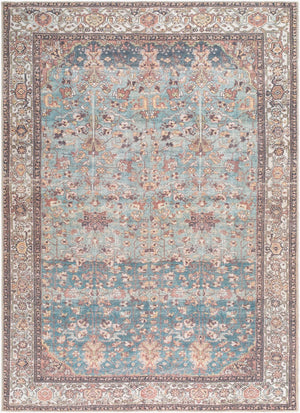 Livabliss Amelie Flatweave Polyester Accent Rug Turkish Woven Low Profile for Entryway or Bath Pale Blue, Teal 2' x 2'11" AML2399-2211