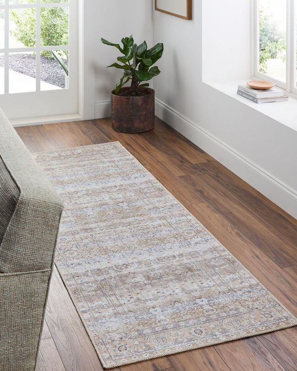 Livabliss Amelie Flatweave Polyester Accent Rug Turkish Crafted for Entryways and High Traffic Halls Beige, Light Br 2'7" x 7'10" AML2400-27710