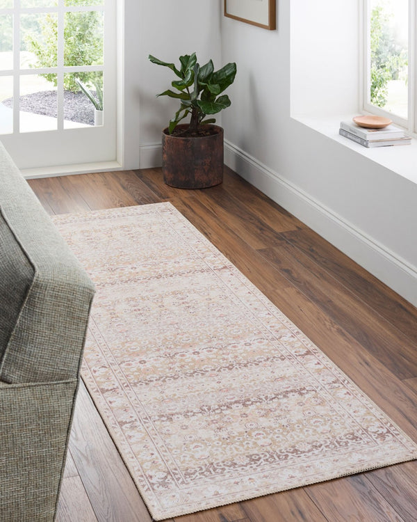 Livabliss Amelie Machine Woven Polyester Accent Rug Turkey Crafted for Entryways and Bedside Cream, Light Be 2'7" x 7'10" AML2401-27710