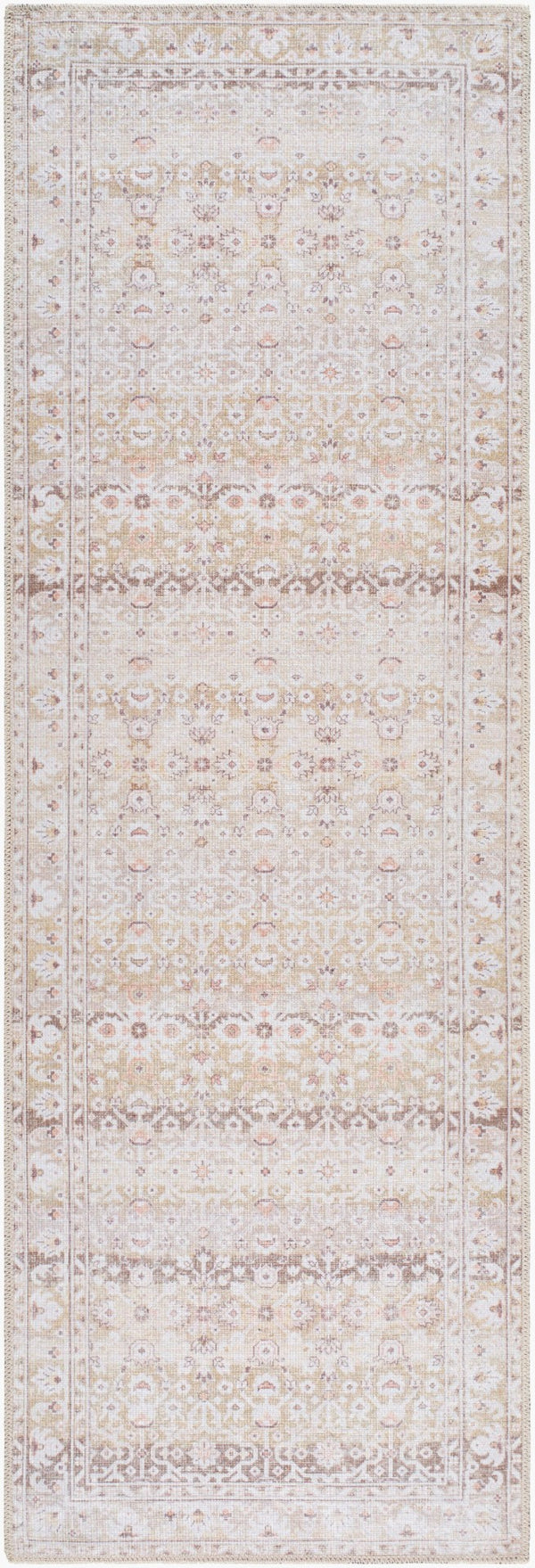 Livabliss Amelie Machine Woven Polyester Accent Rug Turkey Crafted for Entryways and Bedside Cream, Light Be 2'7" x 7'10" AML2401-27710