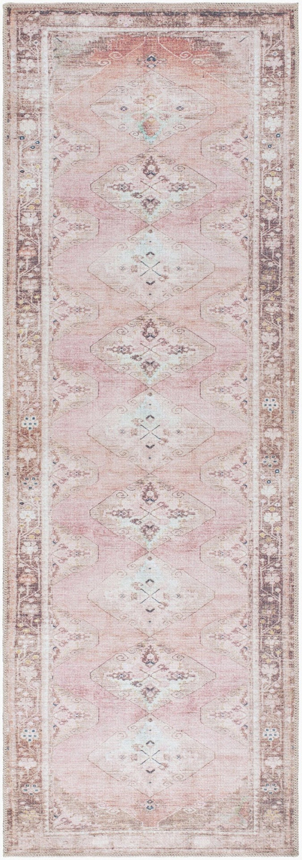 Livabliss Amelie Flatweave Polyester Area Rug Turkish Machine Woven for High Traffic Entryway Dusty Pink, Rus 2'7" x 7'10" AML2402-27710