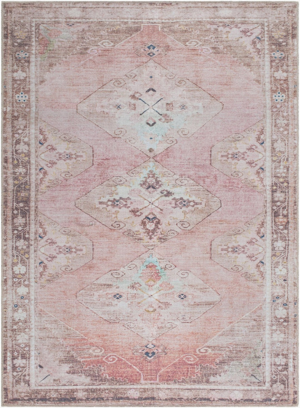 Livabliss Amelie Flatweave Polyester Area Rug Turkish Machine Woven for High Traffic Entryway Dusty Pink, Rus 8'10" x 12' AML2402-81012