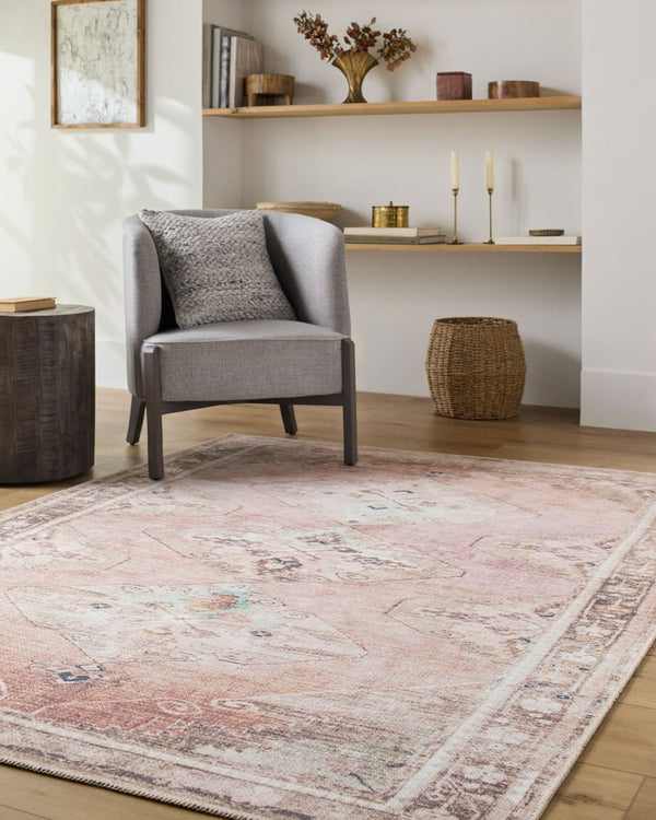 Livabliss Amelie Flatweave Polyester Area Rug Turkish Machine Woven for High Traffic Entryway Dusty Pink, Rus 8'10" x 12' AML2402-81012