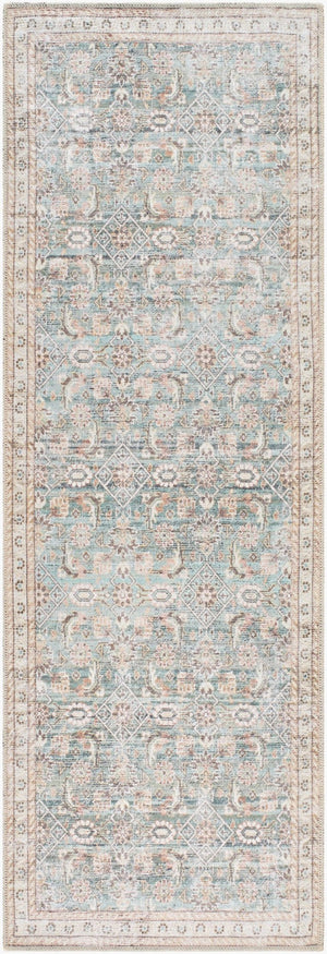 Livabliss Amelie Flatweave Polyester Area Rug for Entryways Kitchens and High Traffic Spaces Pale Blue, Teal 2'7" x 7'10" AML2403-27710
