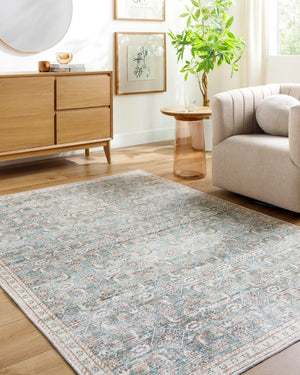 Livabliss Amelie Flatweave Polyester Area Rug for Entryways Kitchens and High Traffic Spaces Pale Blue, Teal 8'10" x 12' AML2403-81012