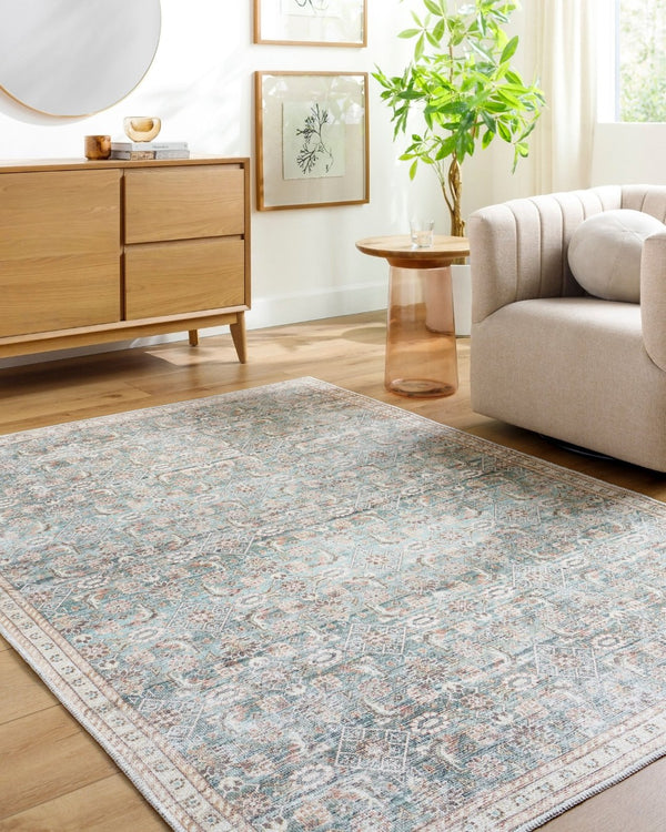 Livabliss Amelie Flatweave Polyester Area Rug for Entryways Kitchens and High Traffic Spaces Pale Blue, Teal 8'10" x 12' AML2403-81012
