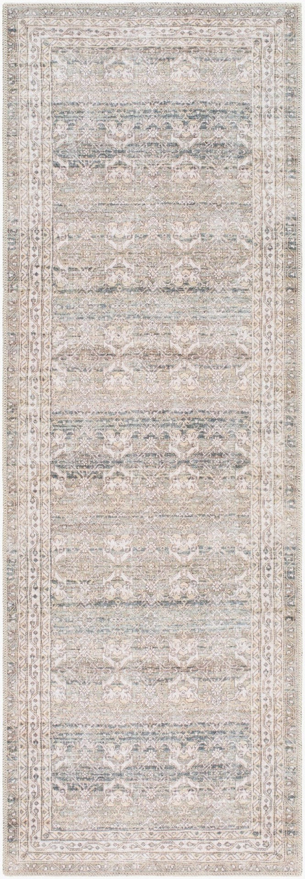Livabliss Amelie Flatweave Polyester Accent Rug Machine Woven in Turkey for High Traffic Areas Medium Green, D 2'7" x 7'10" AML2404-27710