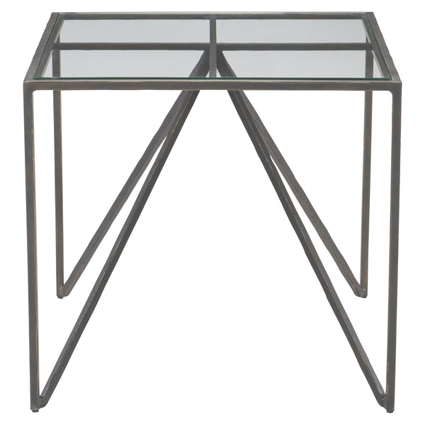 Bernhardt Bernhardt Fulton Side Table With Aged Bronze Arched Iron Base And Inset Tempered Glass Top - Modern Industrial Charm 427111