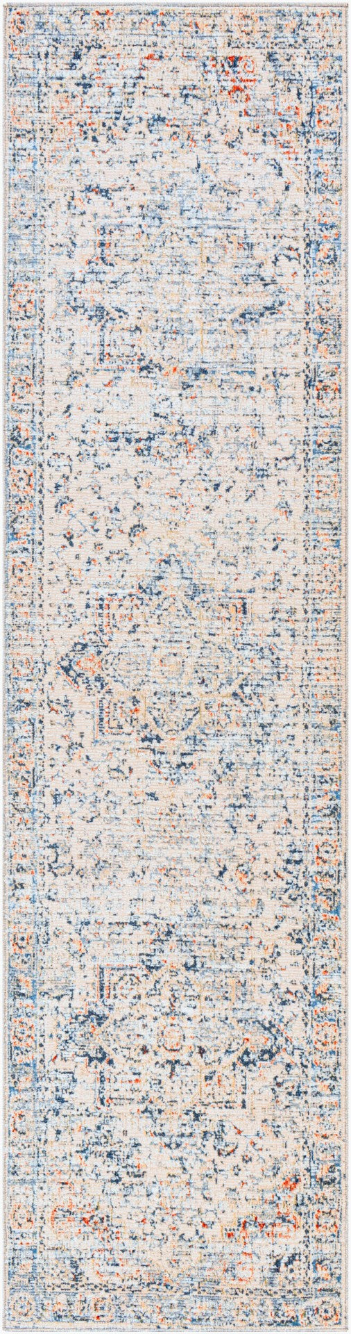 Livabliss Amore Traditional Polyester Runner Rug with Fringe and High Low Pile for Hallways Navy, Denim 2'7" x 10' AMO2301-2610