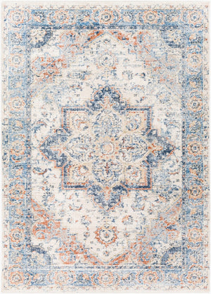 Livabliss Amore Traditional Polyester Runner Rug with Fringe and High Low Pile for Hallways Navy, Denim 5' x 7'10" AMO2301-579
