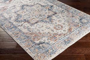 Livabliss Amore Traditional Polyester Runner Rug with Fringe and High Low Pile for Hallways Navy, Denim 5' x 7'10" AMO2301-579