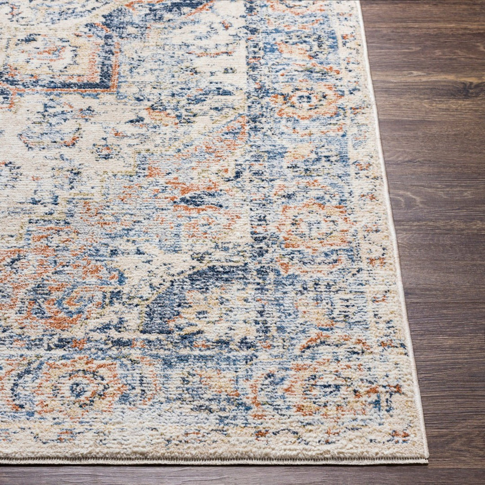 Livabliss Amore Traditional Polyester Runner Rug with Fringe and High Low Pile for Hallways Navy, Denim 7'10" x 7'10" AMO2301-710RD
