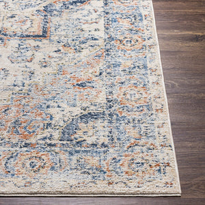 Livabliss Amore Traditional Polyester Runner Rug with Fringe and High Low Pile for Hallways Navy, Denim 5' x 7'10" AMO2301-579