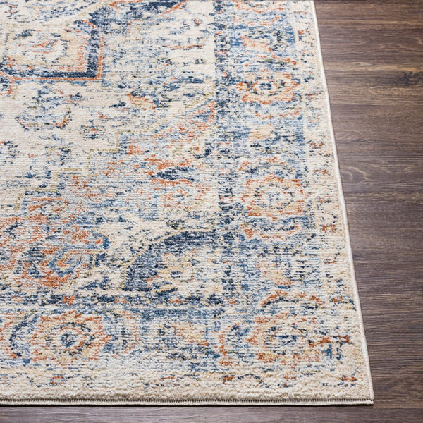 Livabliss Amore Traditional Polyester Runner Rug with Fringe and High Low Pile for Hallways Navy, Denim 5' x 7'10" AMO2301-579