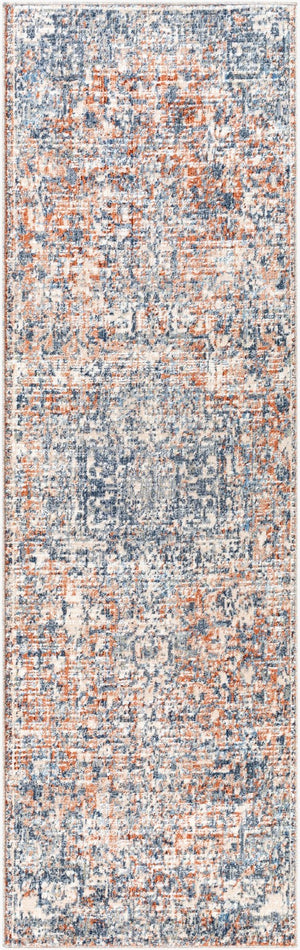 Livabliss Amore Traditional Polyester Woven Rug with Fringe and Lustrous Sheen for Entryways Navy, Denim 2'7" x 10' AMO2303-2610