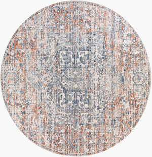 Livabliss Amore Traditional Polyester Woven Rug with Fringe and Lustrous Sheen for Entryways Navy, Denim 7'10" x 7'10" AMO2303-710RD