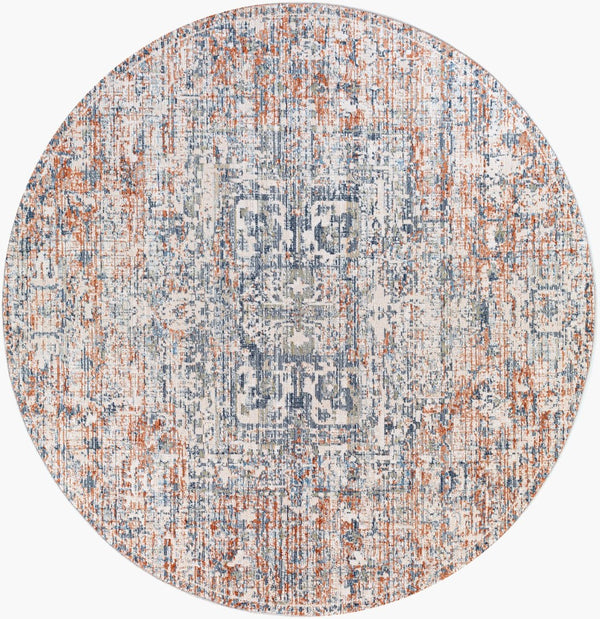 Livabliss Amore Traditional Polyester Woven Rug with Fringe and Lustrous Sheen for Entryways Navy, Denim 7'10" x 7'10" AMO2303-710RD
