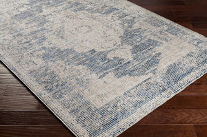 Livabliss Amore Traditional Fringe Area Rug Soft Polyester Weave for Entryway or Bedside Navy, Denim 2'7" x 7'10" AMO2304-268