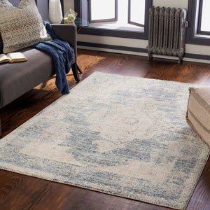 Livabliss Amore Traditional Fringe Area Rug Soft Polyester Weave for Entryway or Bedside Navy, Denim 2'4" x 3'9" AMO2304-2339
