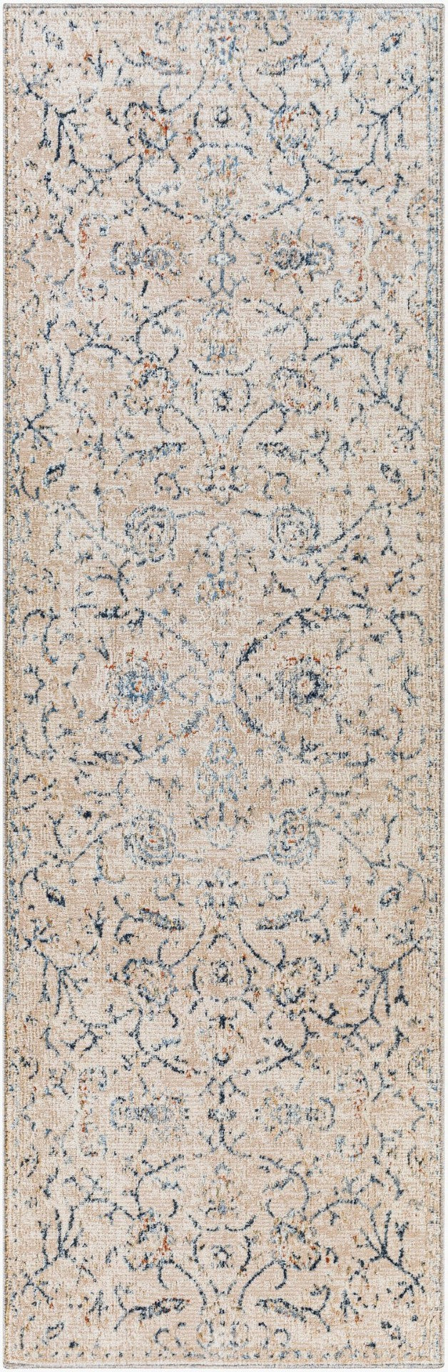 Livabliss Amore Traditional Polyester Rug with High-low Pile Fringe Trim for Entryways Navy, Denim 2'7" x 7'10" AMO2305-268