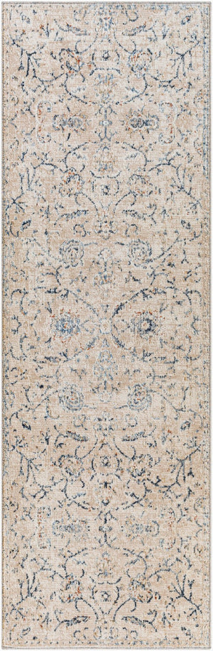 Livabliss Amore Traditional Polyester Rug with High-low Pile Fringe Trim for Entryways Navy, Denim 2'7" x 7'10" AMO2305-268