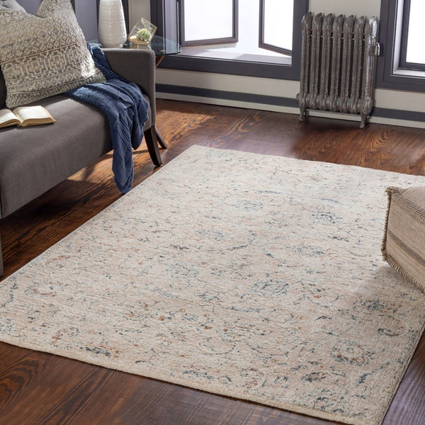 Livabliss Amore Traditional Polyester Rug with High-low Pile Fringe Trim for Entryways Navy, Denim 2' x 2'11" AMO2305-23