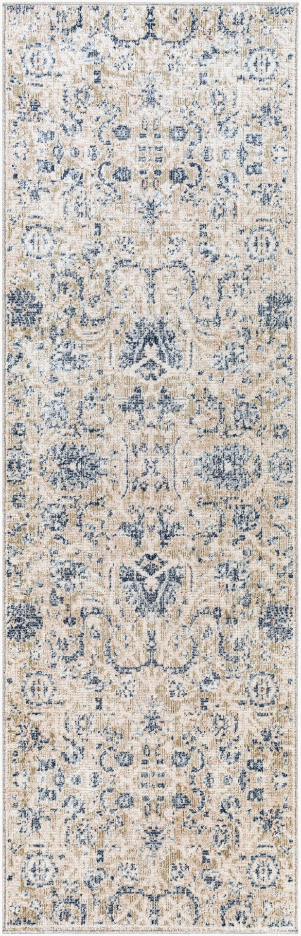 Livabliss Amore Traditional Fringed Polyester Accent Rug Medium Pile for Hallways and Entryways Navy, Denim 2'7" x 7'10" AMO2307-268