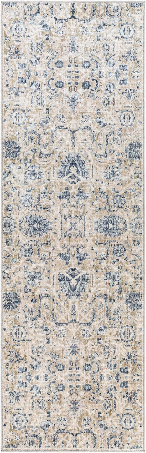 Livabliss Amore Traditional Fringed Polyester Accent Rug Medium Pile for Hallways and Entryways Navy, Denim 2'7" x 7'10" AMO2307-268