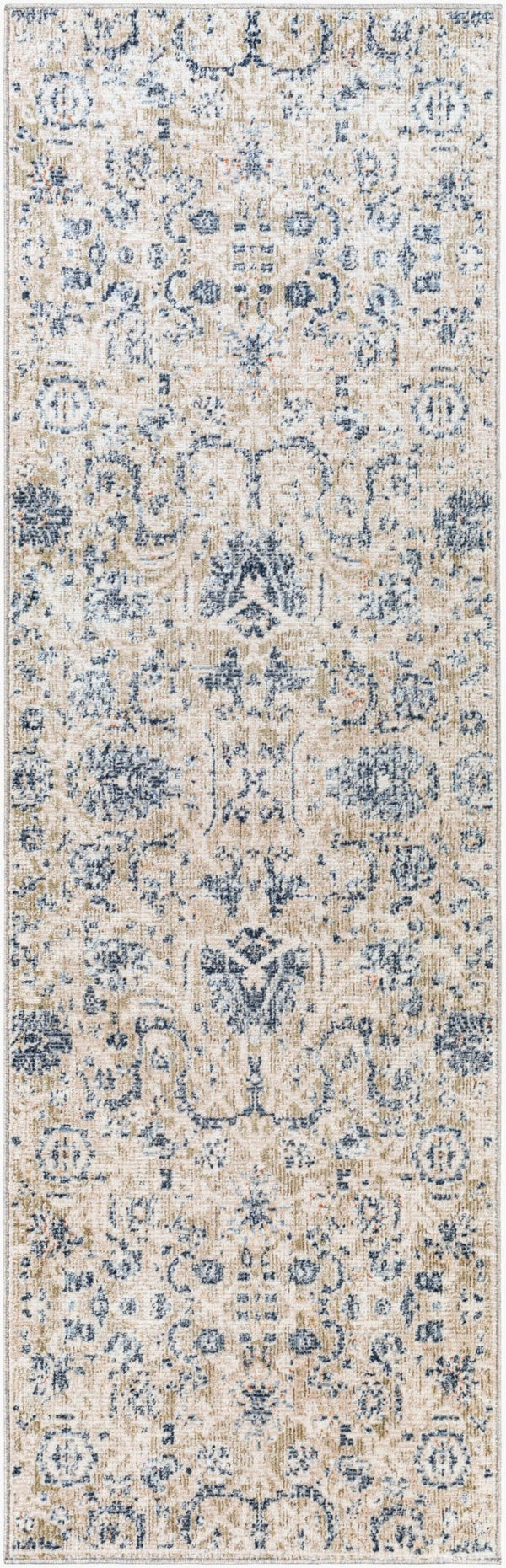 Livabliss Amore Traditional Fringed Polyester Accent Rug Medium Pile for Hallways and Entryways Navy, Denim 2'7" x 7'10" AMO2307-268