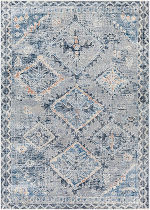 Livabliss Amore Traditional Hallway Runner Rug with High Low Pile Fringe and Lustrous Sheen Navy, Denim 5' x 7'10" AMO2308-579