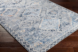Livabliss Amore Traditional Hallway Runner Rug with High Low Pile Fringe and Lustrous Sheen Navy, Denim 2'7" x 10' AMO2308-2610