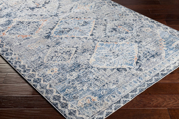 Livabliss Amore Traditional Hallway Runner Rug with High Low Pile Fringe and Lustrous Sheen Navy, Denim 2'7" x 10' AMO2308-2610