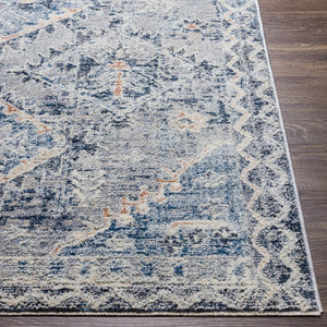 Livabliss Amore Traditional Hallway Runner Rug with High Low Pile Fringe and Lustrous Sheen Navy, Denim 2'7" x 10' AMO2308-2610
