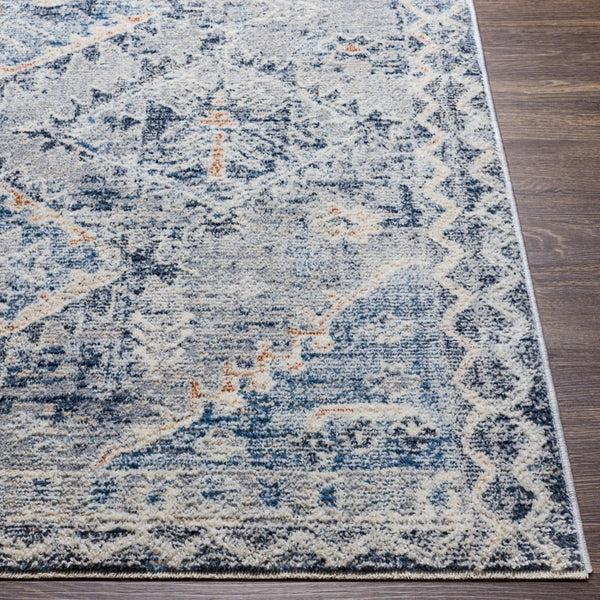 Livabliss Amore Traditional Hallway Runner Rug with High Low Pile Fringe and Lustrous Sheen Navy, Denim 2'7" x 10' AMO2308-2610