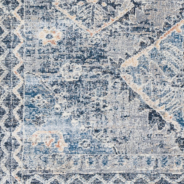 Livabliss Amore Traditional Hallway Runner Rug with High Low Pile Fringe and Lustrous Sheen Navy, Denim 2'7" x 10' AMO2308-2610