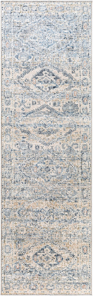 Livabliss Amore Traditional Fringe Accent Rug Machine Woven Polyester for Entryways and Bedrooms Navy, Denim 2'7" x 10' AMO2309-2610