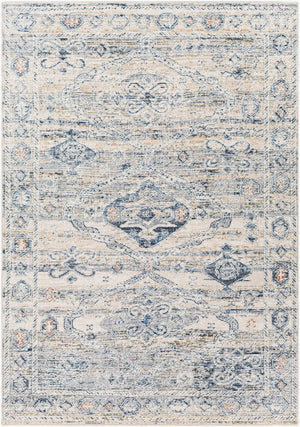 Livabliss Amore Traditional Fringe Accent Rug Machine Woven Polyester for Entryways and Bedrooms Navy, Denim 2'4" x 3'9" AMO2309-2339