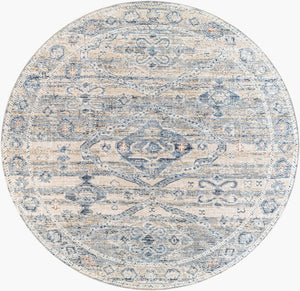 Livabliss Amore Traditional Fringe Accent Rug Machine Woven Polyester for Entryways and Bedrooms Navy, Denim 7'10" x 7'10" AMO2309-710RD