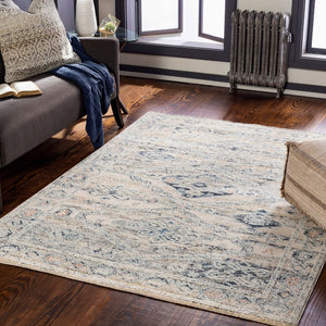 Livabliss Amore Traditional Fringe Accent Rug Machine Woven Polyester for Entryways and Bedrooms Navy, Denim 2'4" x 3'9" AMO2309-2339