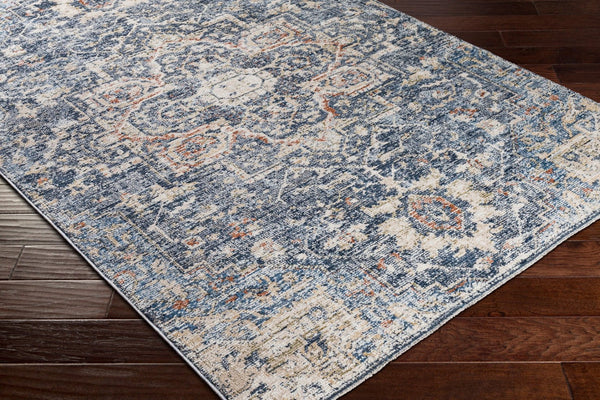 Livabliss Amore Traditional Fringe Runner Rug Machine Woven Polyester Hallway Entryway Accent Navy, Denim 7'10" x 7'10" AMO2310-710RD