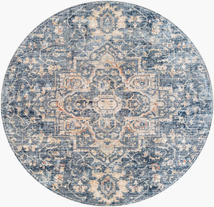 Livabliss Amore Traditional Fringe Runner Rug Machine Woven Polyester Hallway Entryway Accent Navy, Denim 7'10" x 7'10" AMO2310-710RD