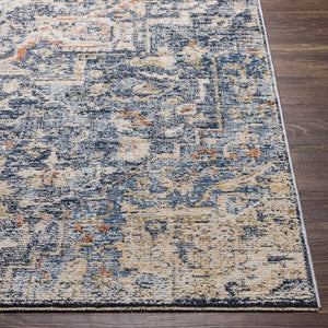 Livabliss Amore Traditional Fringe Runner Rug Machine Woven Polyester Hallway Entryway Accent Navy, Denim 7'10" x 7'10" AMO2310-710RD